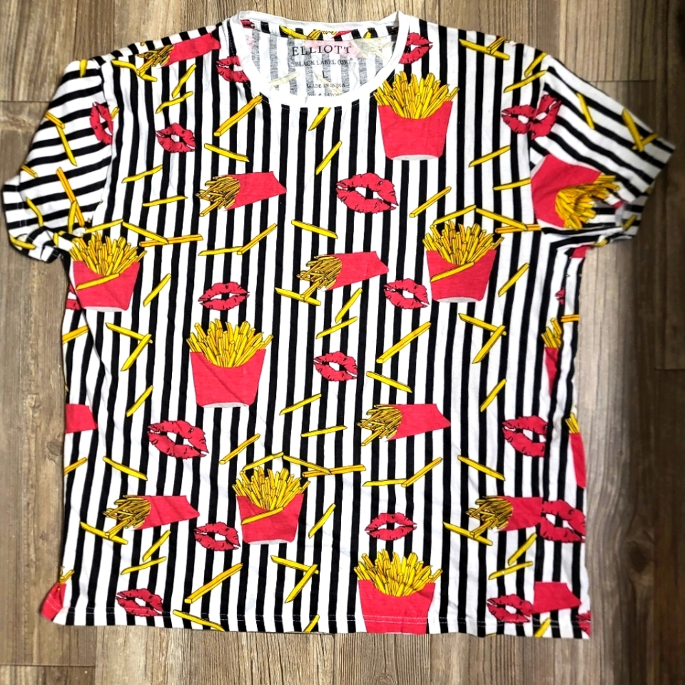 Elliot Black Label (UK) French Fry Print Shirt - Red, Yellow, Black